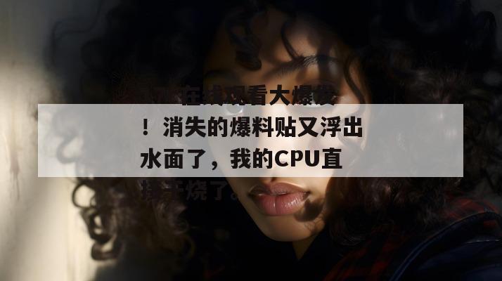 17c在线观看大爆发！消失的爆料贴又浮出水面了，我的CPU直接干烧了。